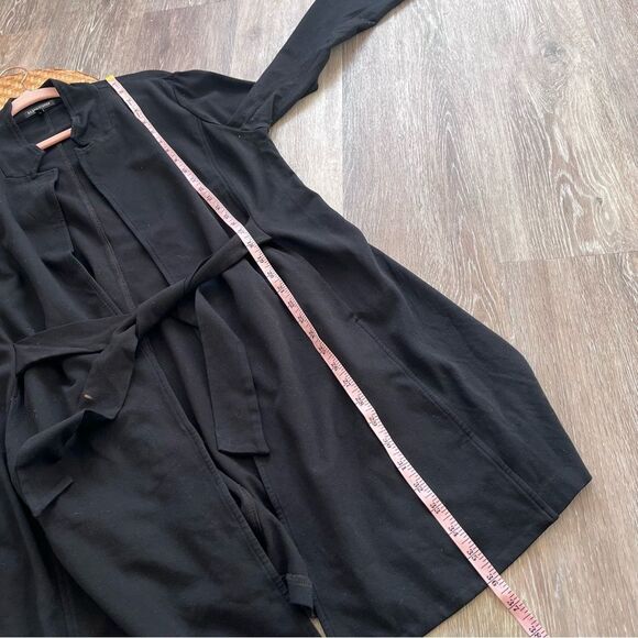 Eileen fisher ponte longline jacket w/ waist tie in black womens size L (flaw) - Picture 4 of 7